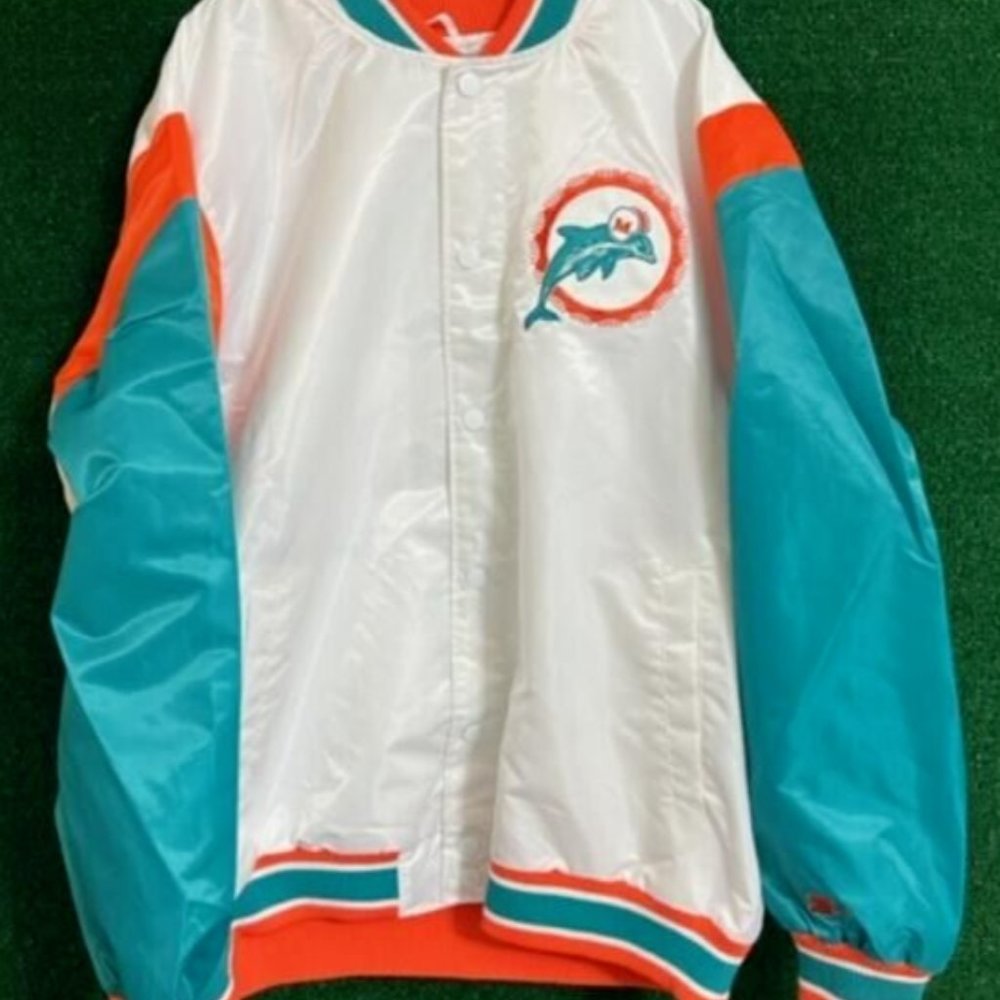 Men's Miami Dolphins Starter Varsity Jacket Nylon Pockets Size 3XL